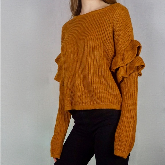 Say What? Sweaters - Ruffle sleeve sweater (Rust color)